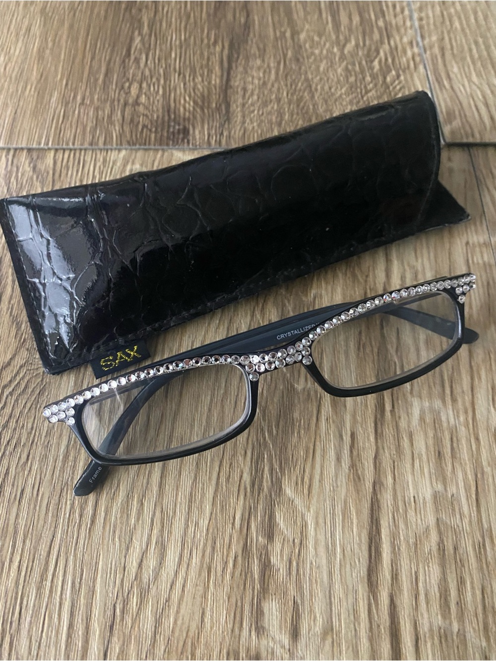 Jimmy Crystal New York JCR101 +200 Readers Black Frame Swarovski Crystals Small